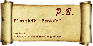 Platzkó Benkő névjegykártya